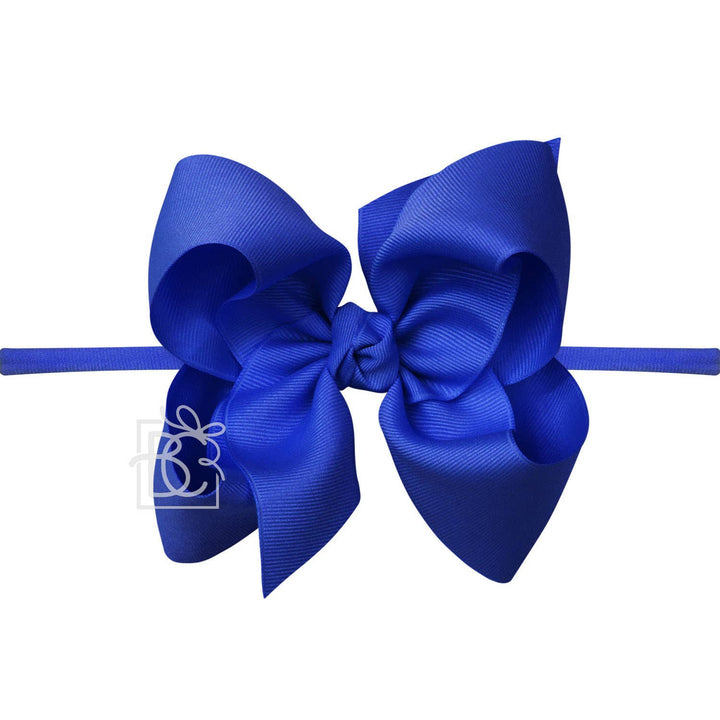 1/4" NYLON PANTYHOSE HEADBAND W/SIGNATURE GROSGRAIN BOW
