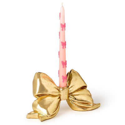 Large Gold Bow Taper Candleholder