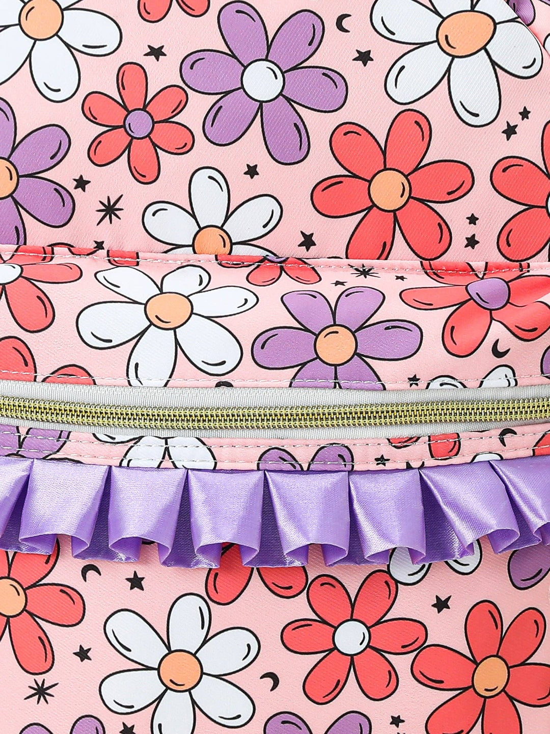 Flower Printed Girls Ruffle Backpack