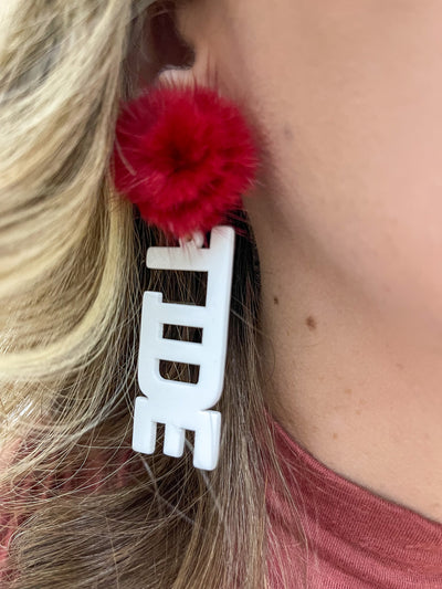 Alabama Game Day Pom Pom Earrings