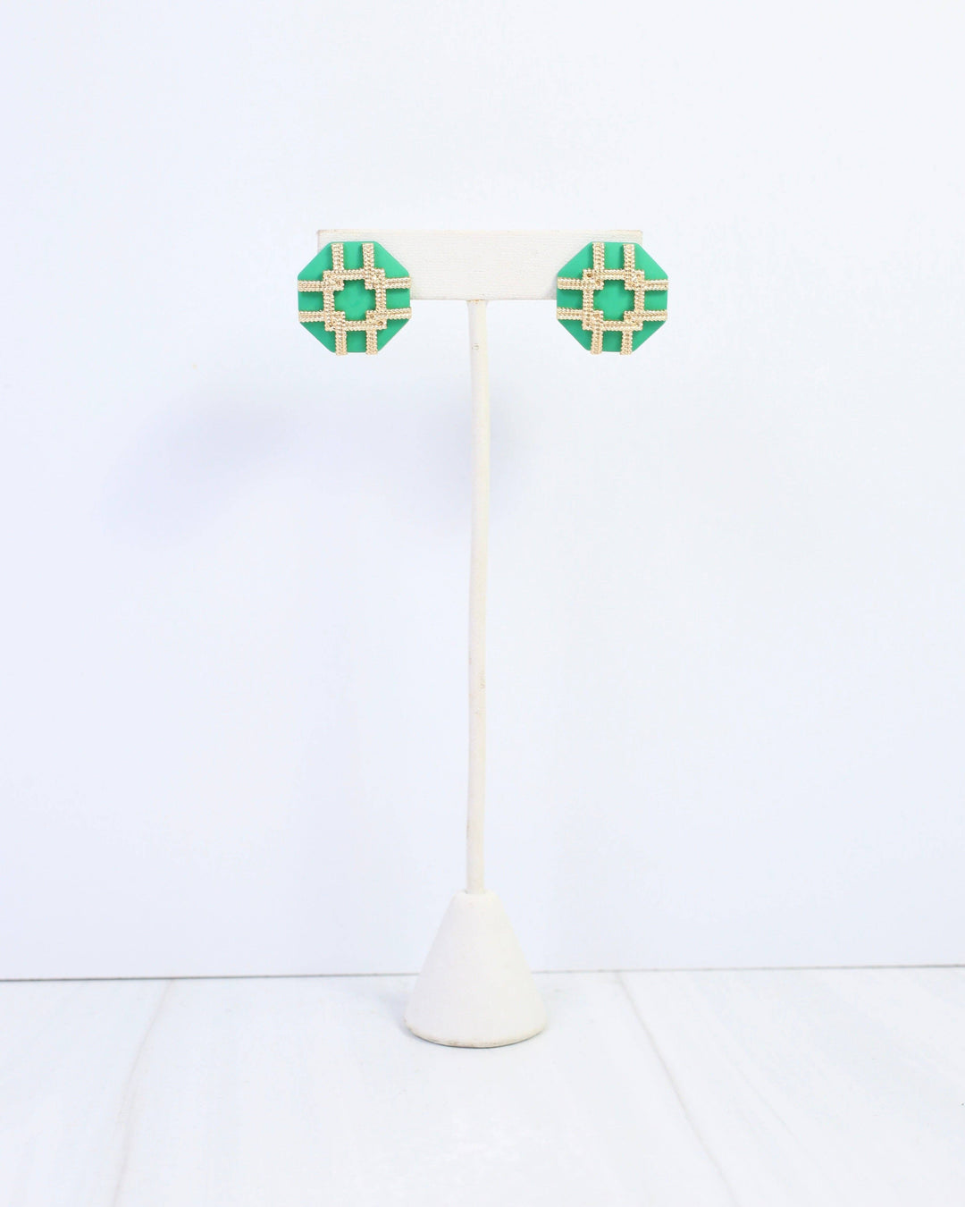 Avril Octagon Post Earring Green