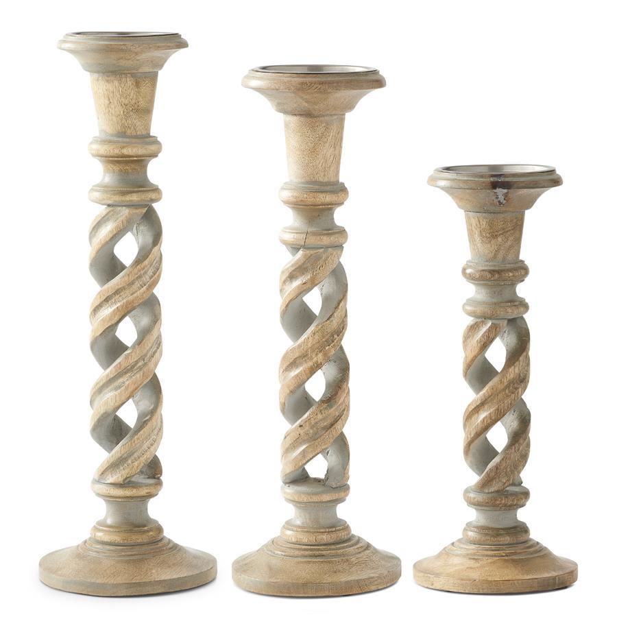 Wood Spiral Cutout Candleholders