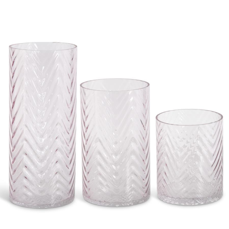 Chevron Embossed Glass Vase