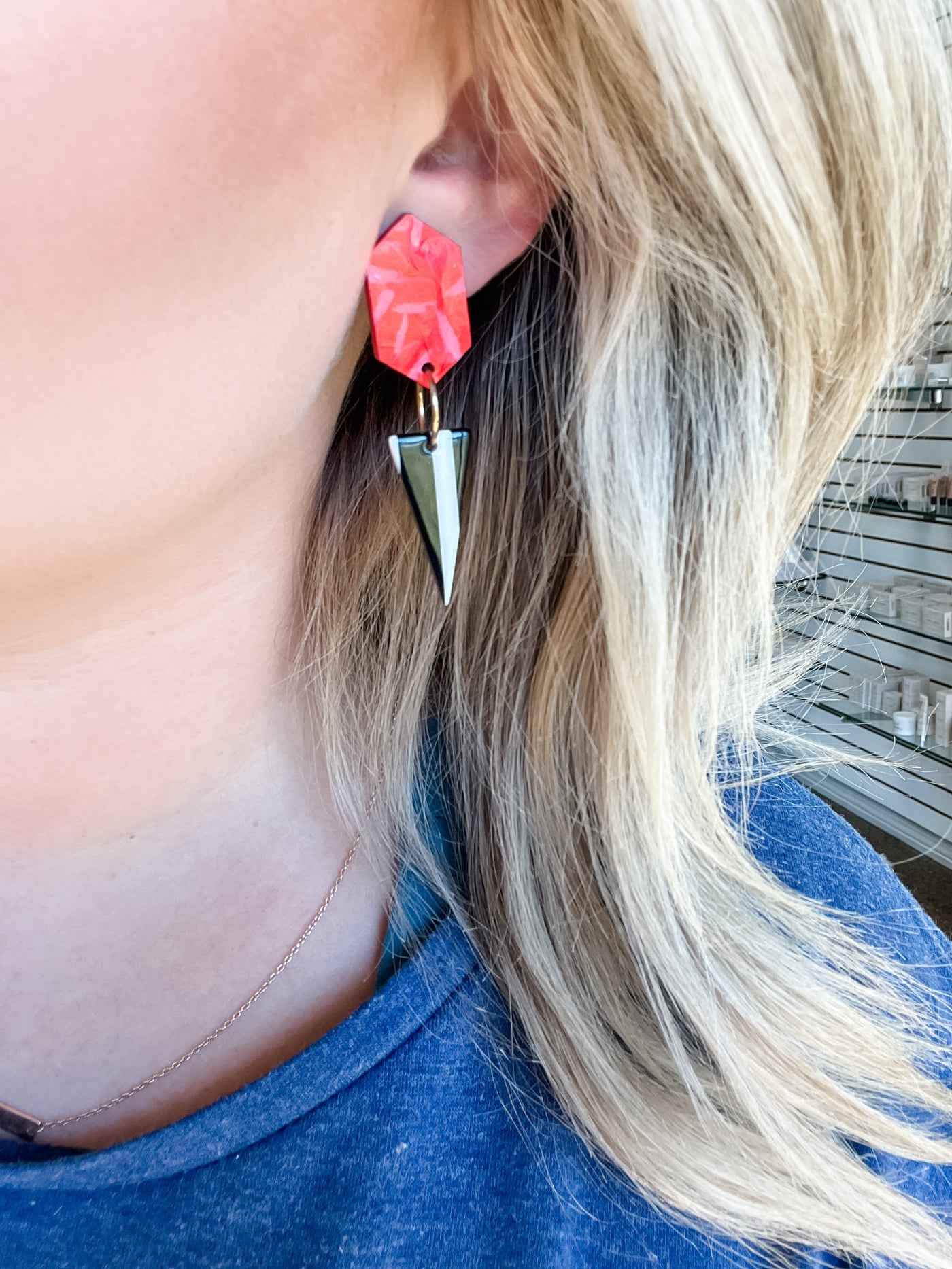 Red, Black & White Earrings